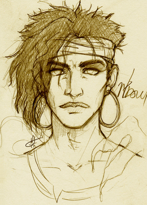 tinpockets:First-attempt-at-N’doul-sketch from a while back that I decided to scan. Stop being pretty, you jerk.