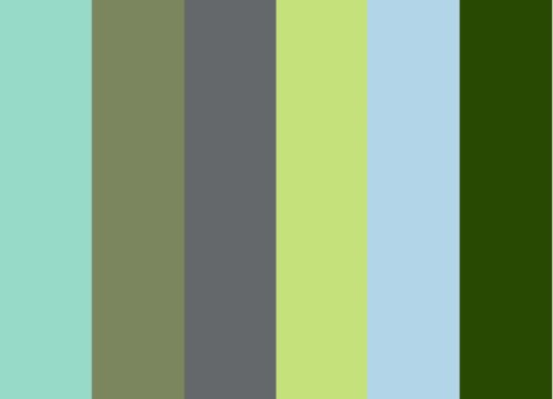topguylex: color-palettes:Return Ahoy - Submitted by Brassassin #97dac8 #7c865e #65686b #c5e17b #b3d