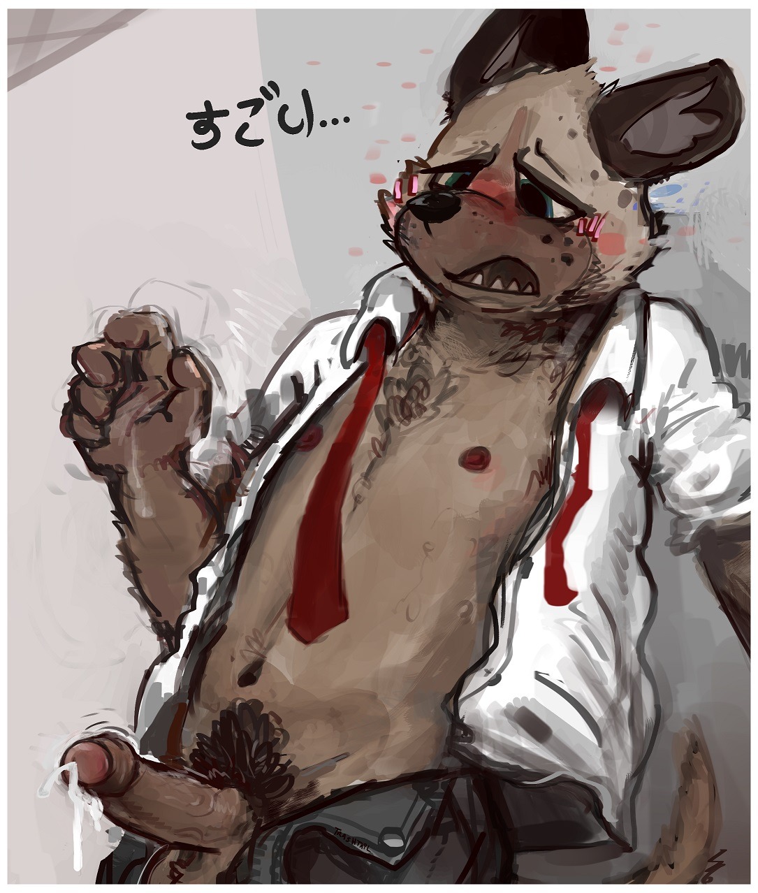 trashtail:   Everyones new hyena boyfriend after tuggin’ on his wiener probably