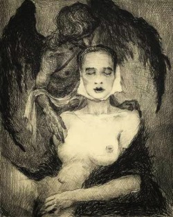 argentstar:  Bernd Streiter … for Georg Trakl, with Black Angel drypoint 1989 