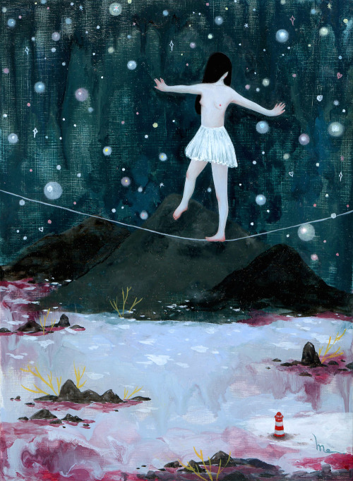 Mandy Cao (Chinese, b. China, based Los Angeles, CA, USA) - Who Will Walk The Wire For You  Painting