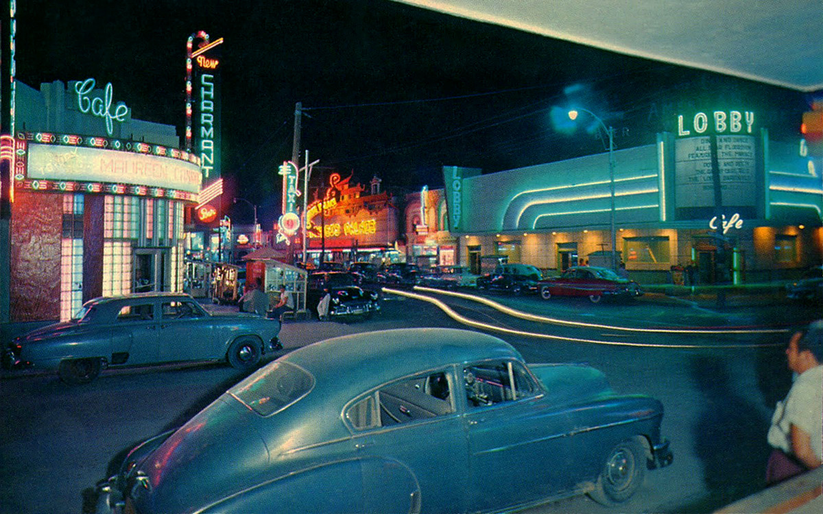 20th-century-man:  Night Scene on Juarez Avenue / Ciudad Juarez, Chihuahua, Mexico
