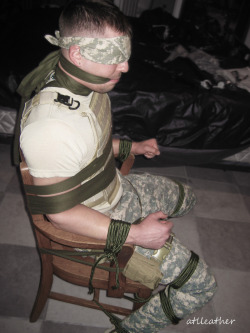 hotarmyguys:  Military and bondage, my two favorite fetishes. I just came in my pants. 