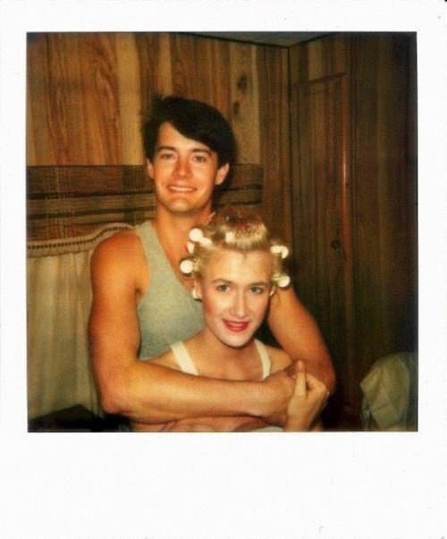 Kyle MacLachlan and Laura Dern behind the scenes of David Lynch’s Blue Velvet. Polaroid by Jef