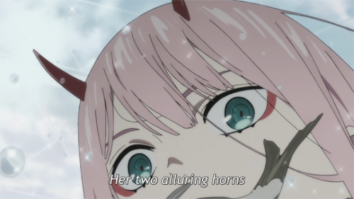 thanks to these horns.” Always one of my faves ❤️ Anime: Darling in the Franxx  Character: Zero Two #darlinginthefranxx #darling…