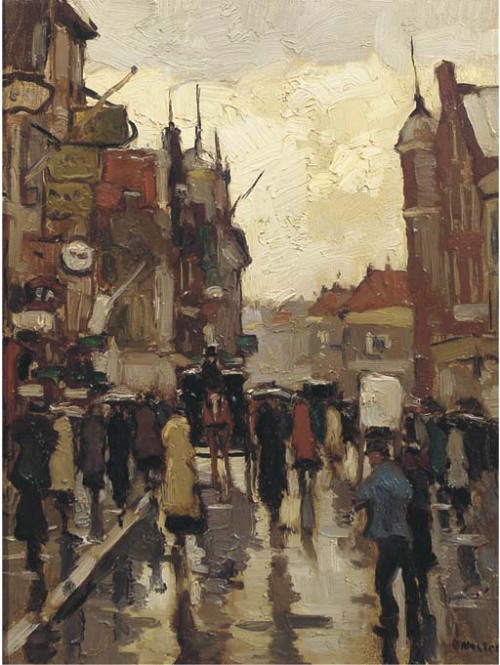 poboh:  View of the Westerwagenstraat, Rotterdam, Cor Noltee. Dutch (1903 - 1967) 