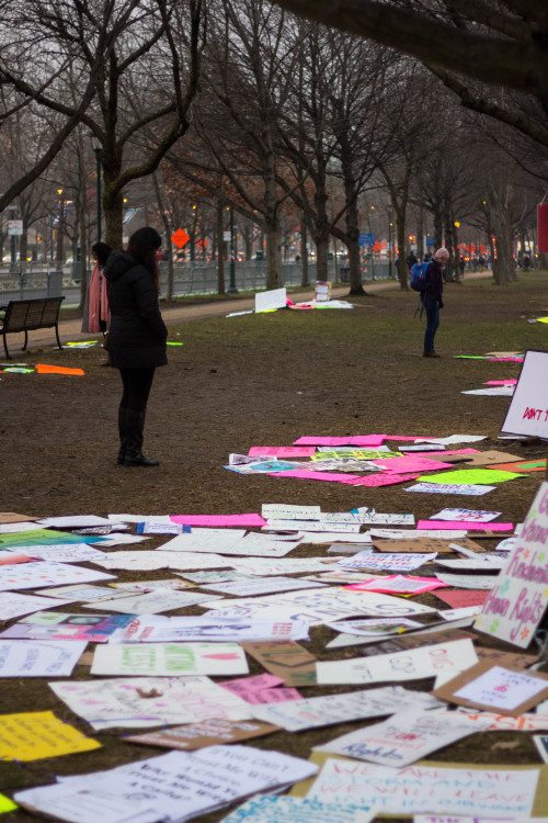 January 21st, 2017 || Philadelphia, PA.protest signs displayed around the parkway