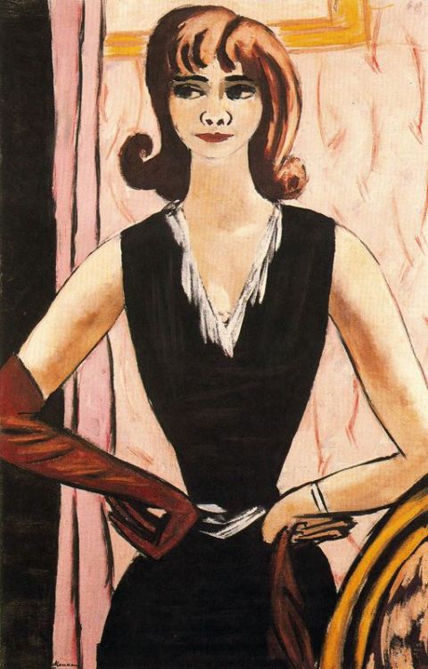 expressionism-art: Portrait of Quappi in pink and purple, 1931, Max BeckmannSize: 110x70 cm