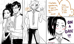 stulgoz: Prompt: Iida/Momo + Fake dating  Anon said: what about iidamomo (iimomo?) fake dating? kaminari tries asking out momo and she’s blurts out the she’s dating iida (SHE PANICKED lmao) Iida is behind her and is a flustered MESS!!!!! (his hands