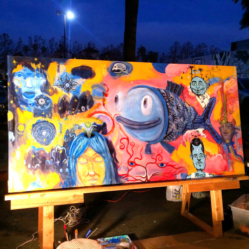 Krishna Fish, Acrylic on Sanded Plywood, 2016
A live painting for San Jose’s South First Fridays Winter MRKT art walk. This live painting turned into a spontaneous collaboration with artist Mike Borja, Joe Perea, Force 129, Michelle Waters, and...