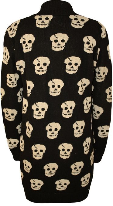 wickedclothes:  Skull Print Cardigan This open cardigan is made of soft and stretchy
