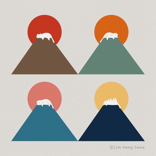 No. 26Cat Landscape art series by @limhengswee#cat #catlover #catart #mtfuji https://www.ilovedoodle