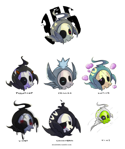 myiudraws: Duskull #355 Variations The first row are influenced by other pokemon while the bott