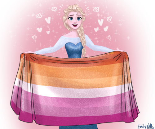 wheres-annes-art:Elsa with the lesbian flag. That’s it. That’s the post.