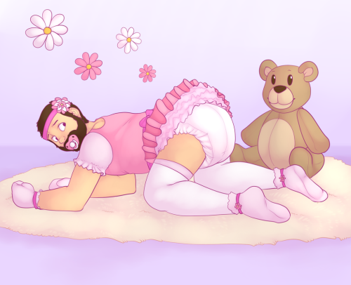 abdiscovery:This is just perfect!  I am a sissy baby who loves frilly baby clothes, thick diapers, m