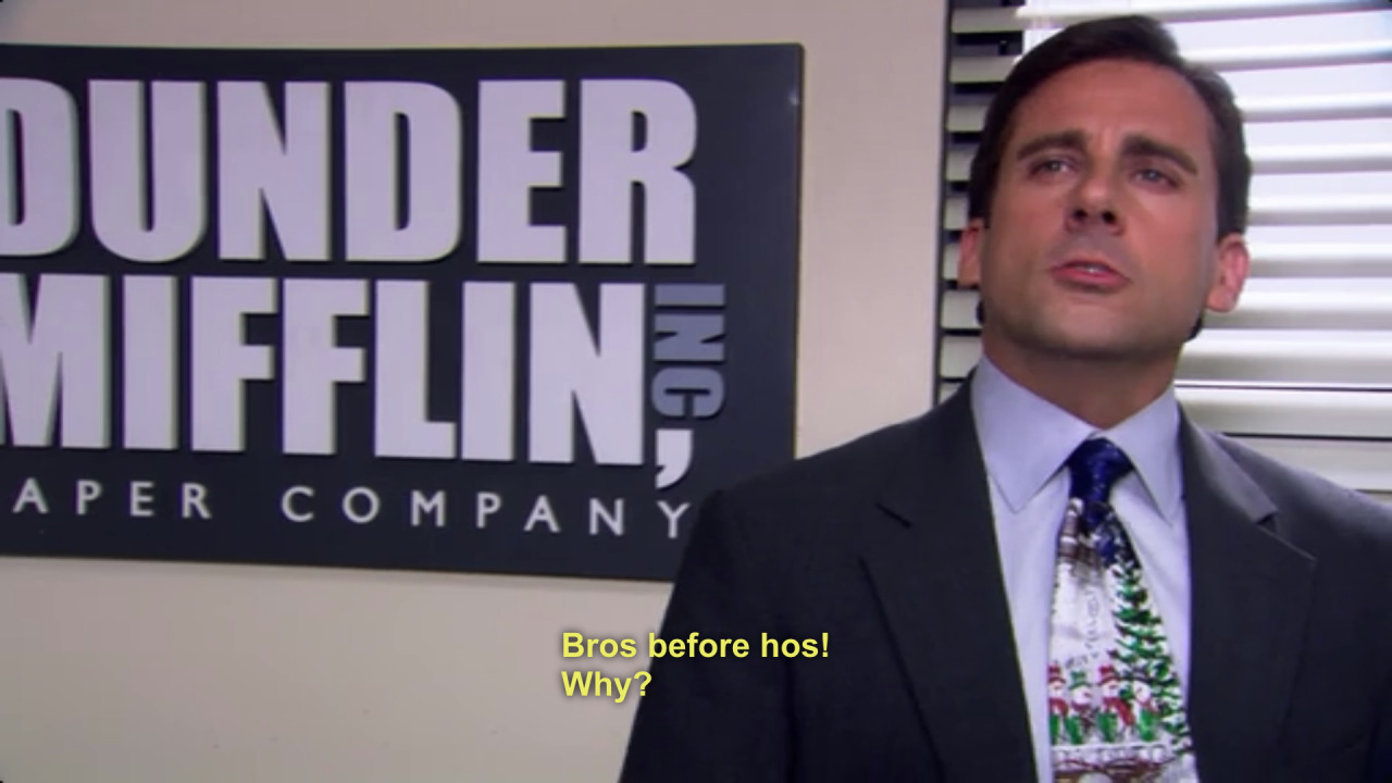 lulz-time:  feed-the-scenesters-to-the-lions: Michael Scott explains &ldquo;bros