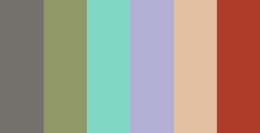 The Tower of Teal Tulips - Submitted by SeesawSiya
#72716c #909867 #7fd6c3 #b3afd4 #e2bfa1 #af3c27