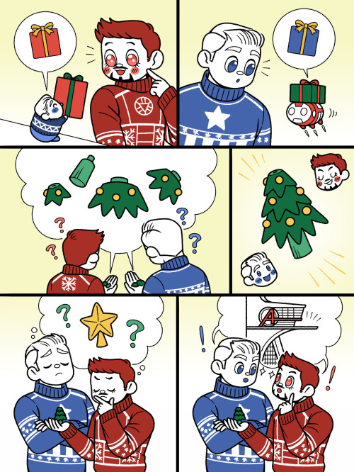 cherryteddy: Merry Christmas! This year Stony tsum prepares a surprise gift for Steve and Tony ;)I h