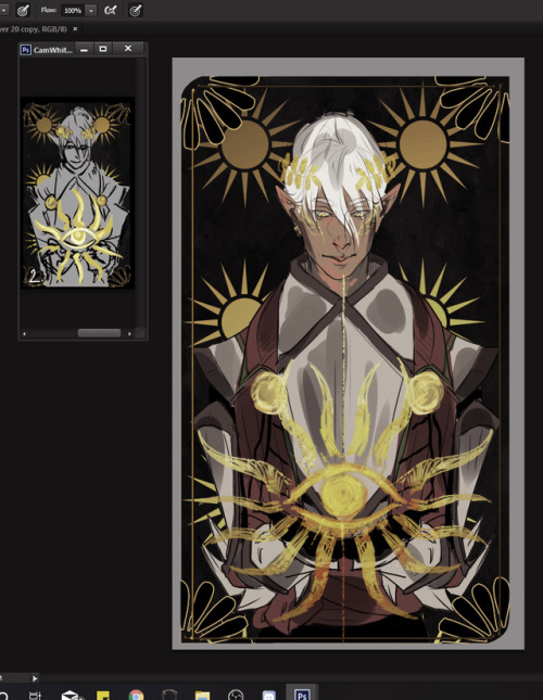 Comm WIP of Aeris Lavellan featuring the thumbnail looking wonky in the corner