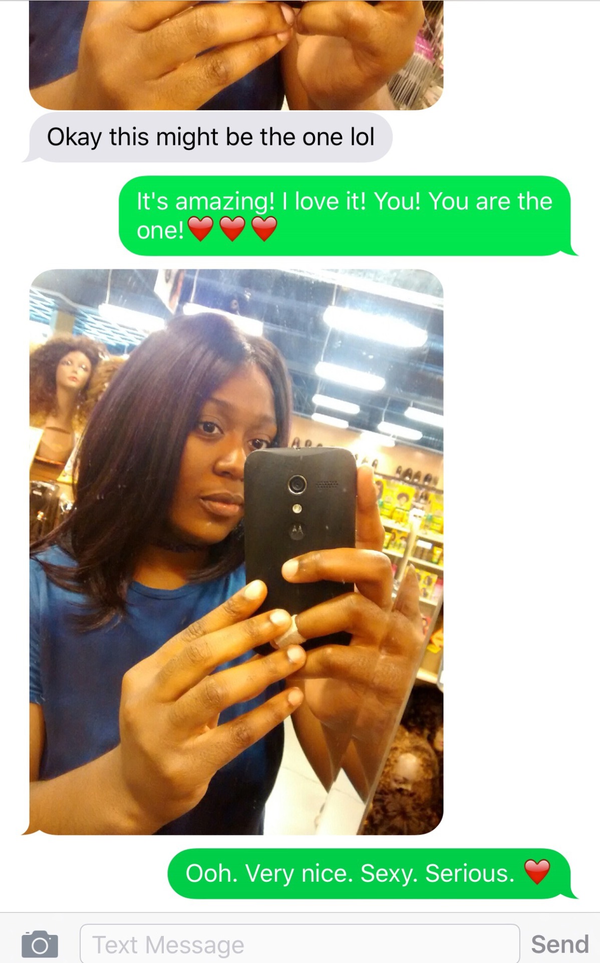 thedoghouse09:  When your partner is at the hair store sending you pictures and you