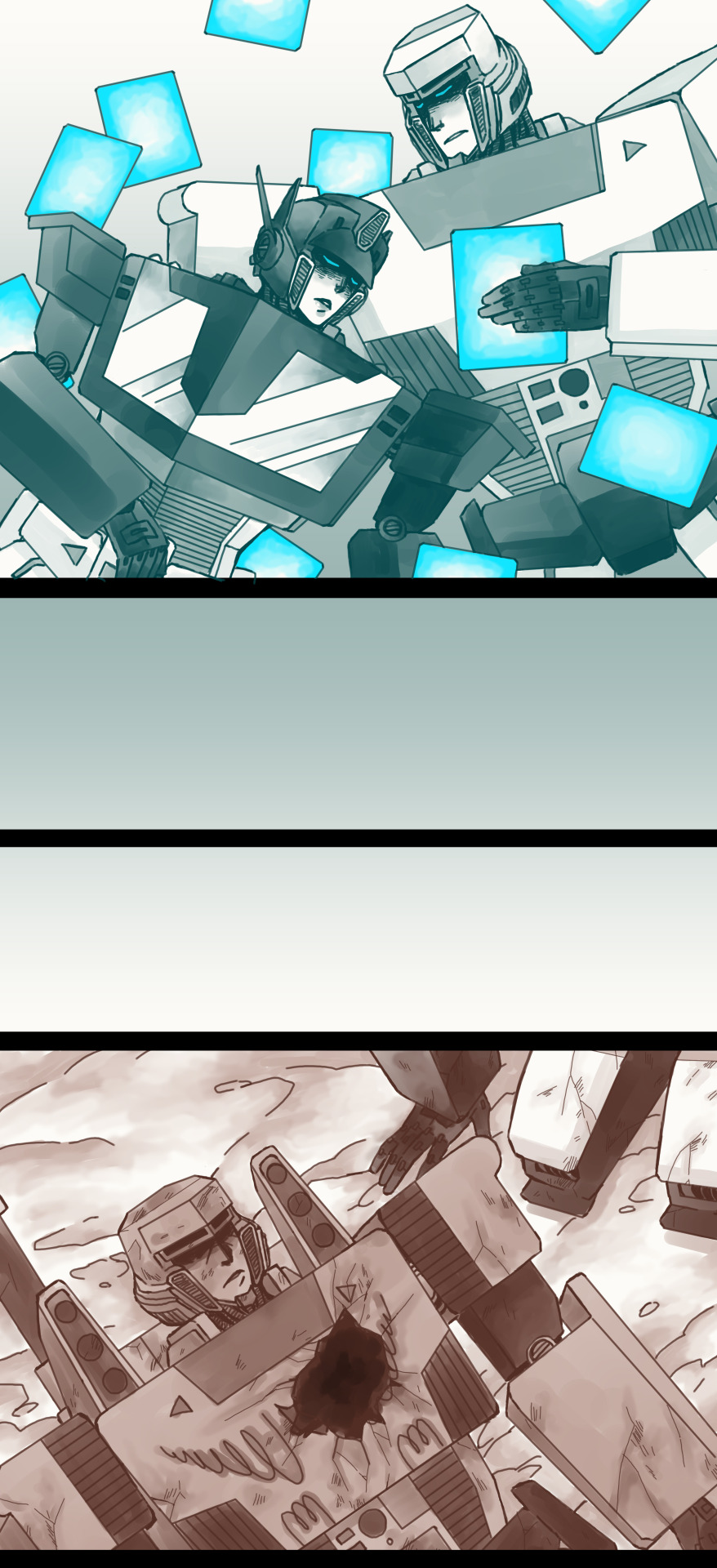 adhesivesandscrap:  eyepod-blob:  What once was. Megatron/Optimus Prime.I depressed