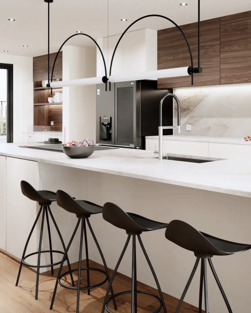  Kitchen design by @claudiadesousa_interiordesign includes STUA Onda stools for the counter. A Jesús