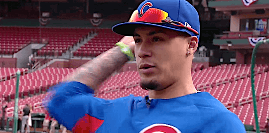 gfbaseball:Javy Báez plays catch with Karl Ravech