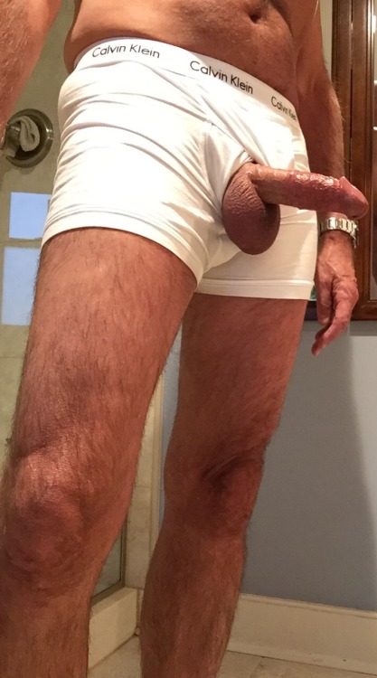 edgargallegos2904:  keirsraan:  I was asked for some pics of my cock escaping the confines of my Calvins, so I snapped a few quickies as I changed after work. ;)  I love this cock! 
