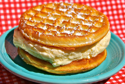 prettygirlfood:  Waffle Ice Cream Sandwich. 