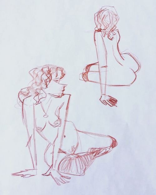 Lunchtime figure drawing today. Did some 2 minutes in crayon at the end and the rest were 3-5 min po