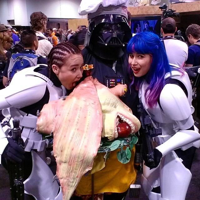 Oh yeah this totaly happened. #Femtrooper #JarJarBinks #DarthVader #Stormtrooper #SWCA #RogueRebels (at Starwars Celebration Anaheim 2015)