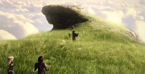 mega-butterfly-fan:One of my favorite scenes in the movie. Toothless was coaxing nubless over to mee