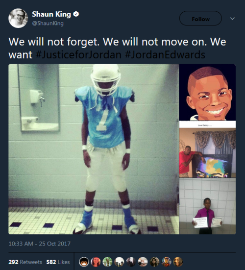 labellabrianna:destinyrush:Jordan Edwards should be alive and celebrating his 16th birthday today.On