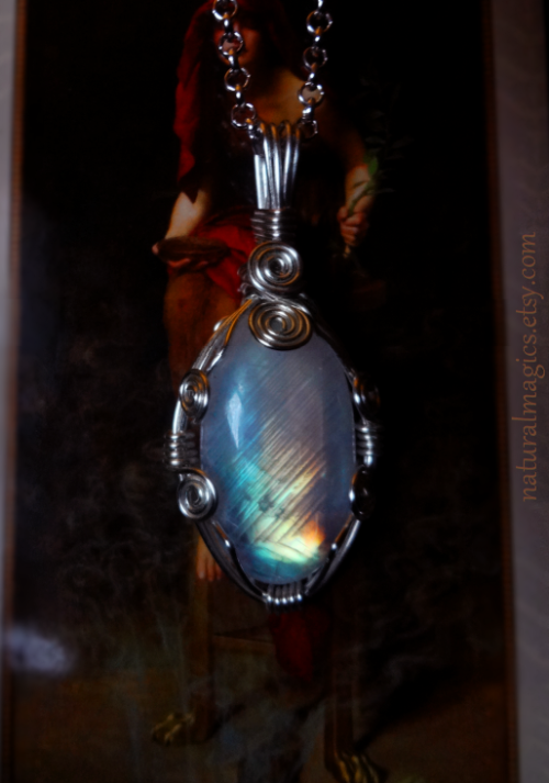 natural-magics: Rainbow moonstone pendant, made by me.apologies for the crappy lighting – the 