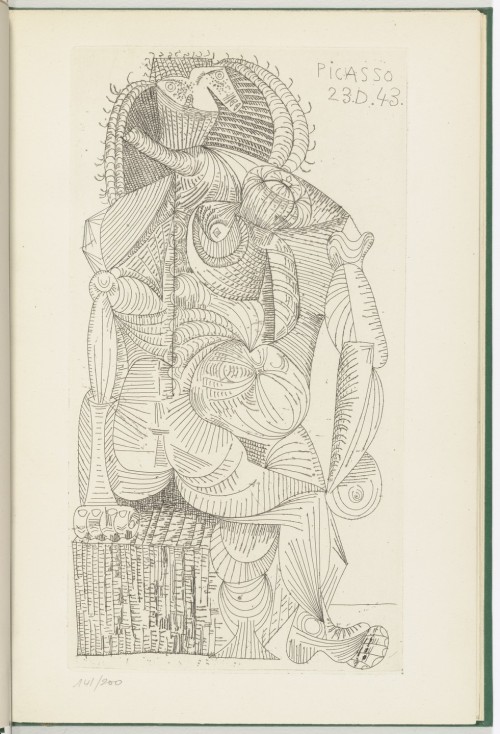 artist-picasso:Contrée, Pablo Picasso, 1944.(Print executed 1943)., MoMA: Drawings and PrintsThe Lou