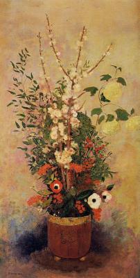 artist-redon: Vase of Flowers with Branches of a Flowering Apple Tree, Odilon Redon Medium: oil,canvashttps://www.wikiart.org/en/odilon-redon/vase-of-flowers-with-branches-of-a-flowering-apple-tree 