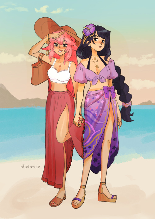 More beach fits for some Genshin characters!