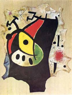 artist-miro:  Woman in the Night, 1967, Joan MiroMedium: oil, burlap