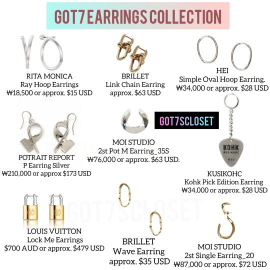 GOT7's Closet — GOT7 Earrings Collection ps: - Possibly not the