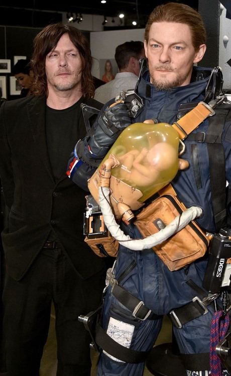  Norman Reedus and Hideo Kojima attend Fractured Worlds: The Art of DEATH STRANDING on November 05, 
