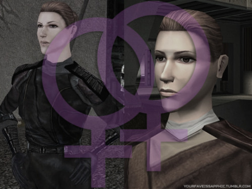 Belaya (from Star Wars: Knights of the Old Republic) is sapphic