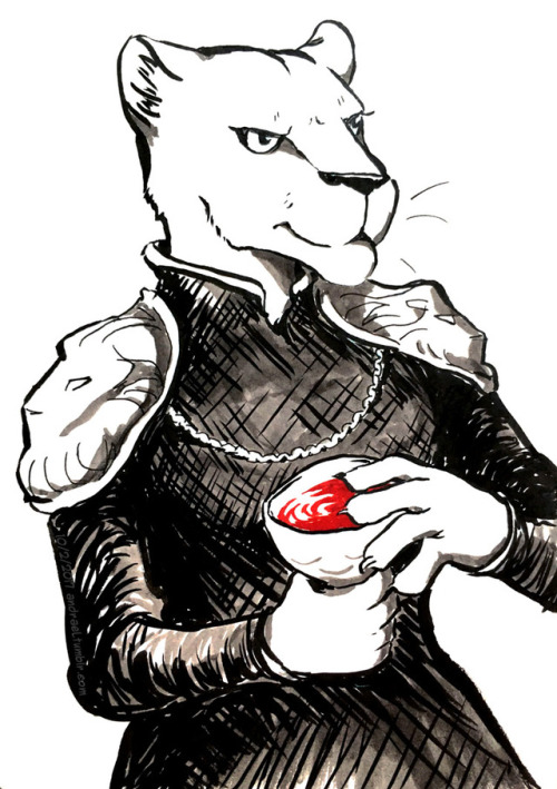 Inktober 2/31. Anthro #2: The Lioness.On the first day, she swore to draw more original art this mon