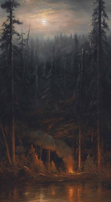 lux-vitae:Campfire Scene by Norton Bush (1885)