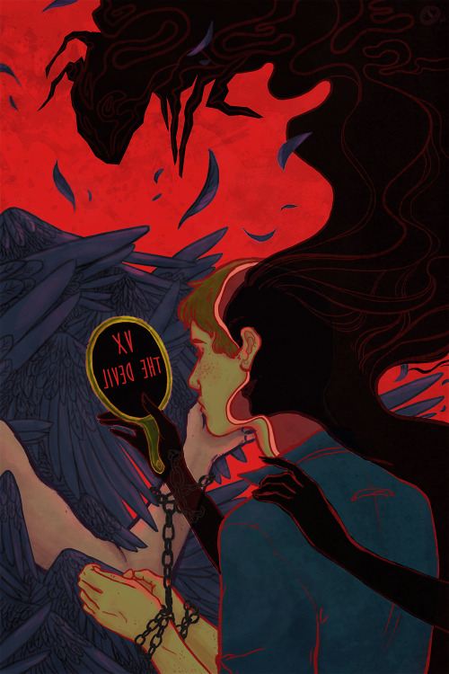 ambiguous-eyepatch: My cards for the Raven Cycle fanzine: III The Empress and XV The Devil The 