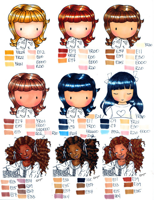 Copic Marker Hair and Skin Tone ChartCreated by Dana