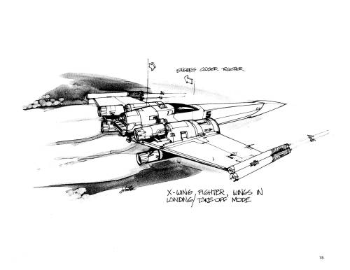 gameraboy2:X-Wing Fighter concept art for Star Wars (1977) by Joe Johnston