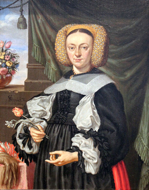 &ldquo;Portrait of a Woman with Flowers&rdquo; by Georg Strauch, 1664