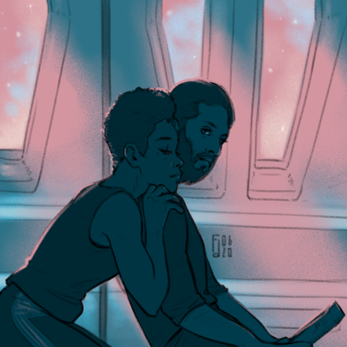 Soft quarters - still version[Image Description: an illustration of Michael Burnham and Ash Tyler si