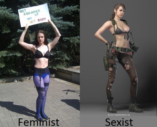 glassbottledemon:  the-exercist:  mylittlesuperwholock40k:  What’s the difference here?  The first woman is a real human being. She controls her own body and has her own personality. She has control over her own actions and can make autonomous decisions