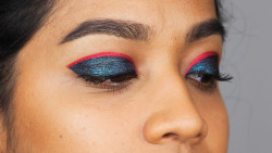 natashajanardan:  Red &amp; Aqua Graphic Eyes | Makeup Tutorial (cc’d) Insta | Youtube 